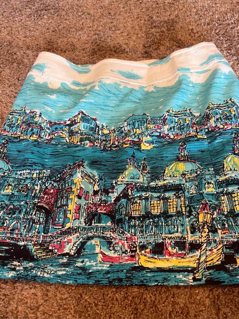 Talbots multicolored mini skirt with Venice print